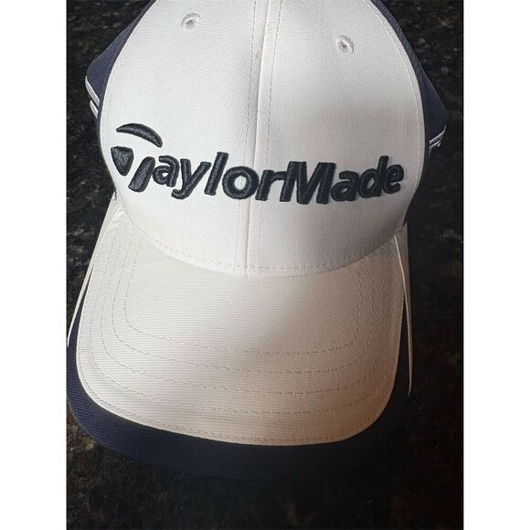 TaylorMade Men's Adjustable Golf Cap Navy & White One Size - Picture 2 of 7